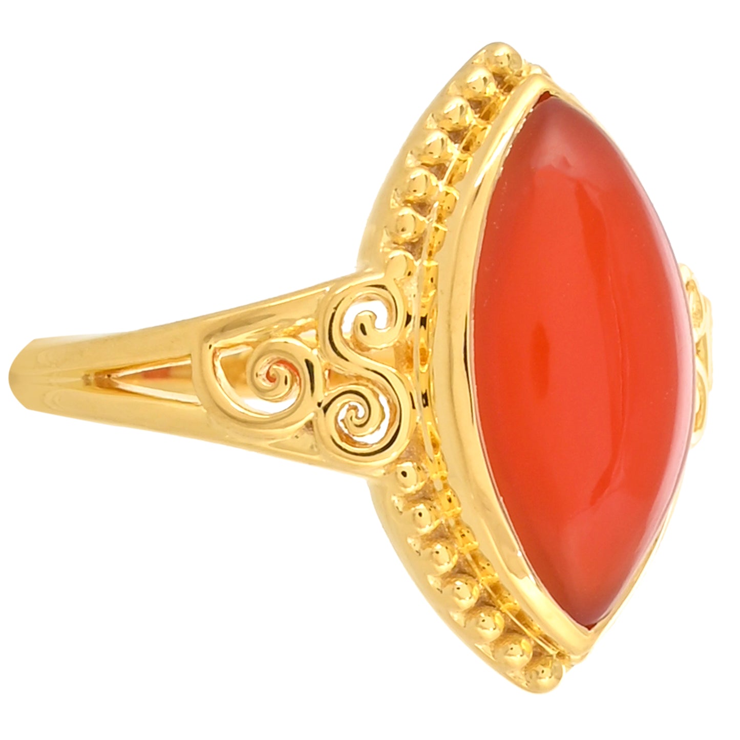 Anillo de Plata Bañada en Oro con Cornalina