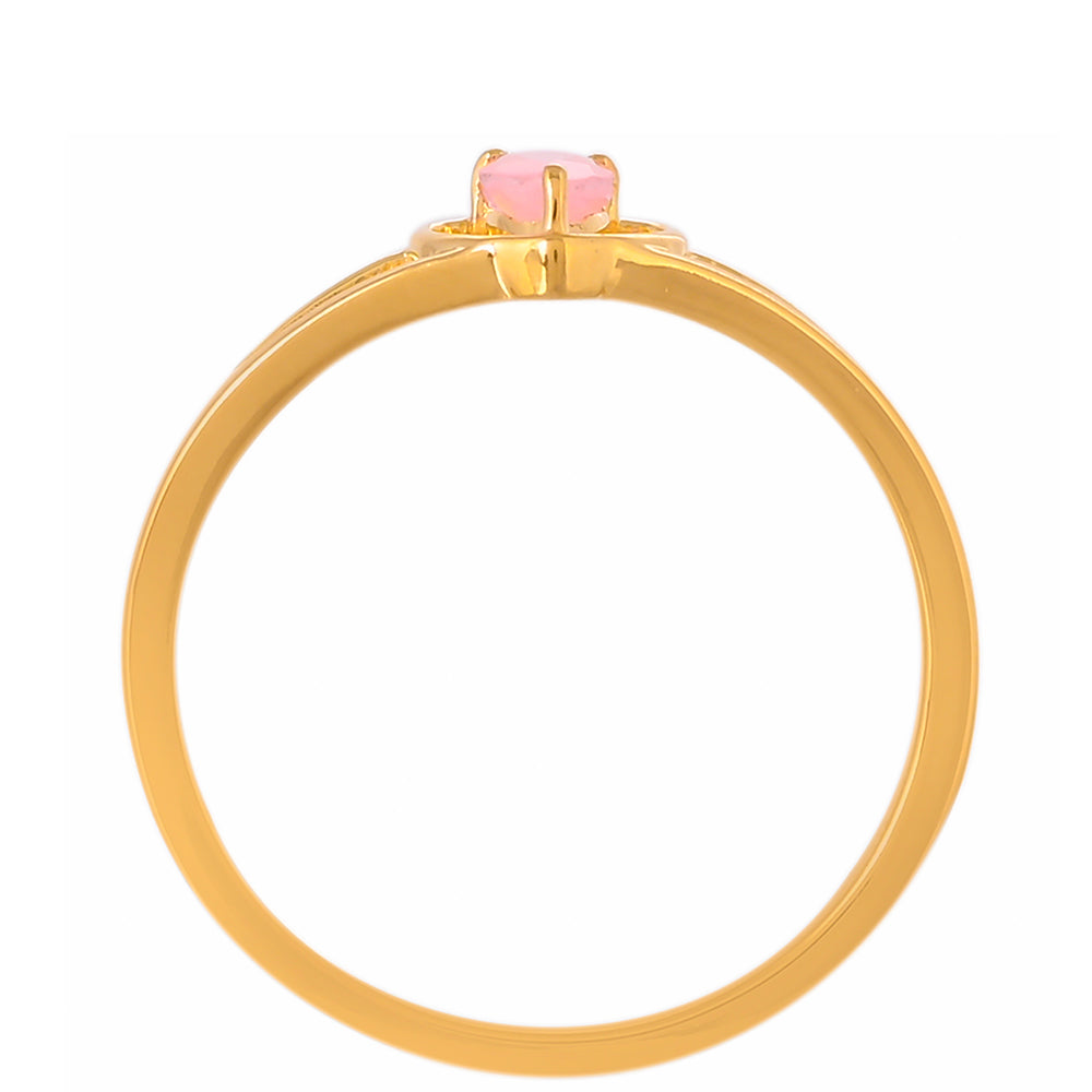 Anillo de Plata Bañada en Oro con Ópalo Rosa Neón de Etiopía 4 