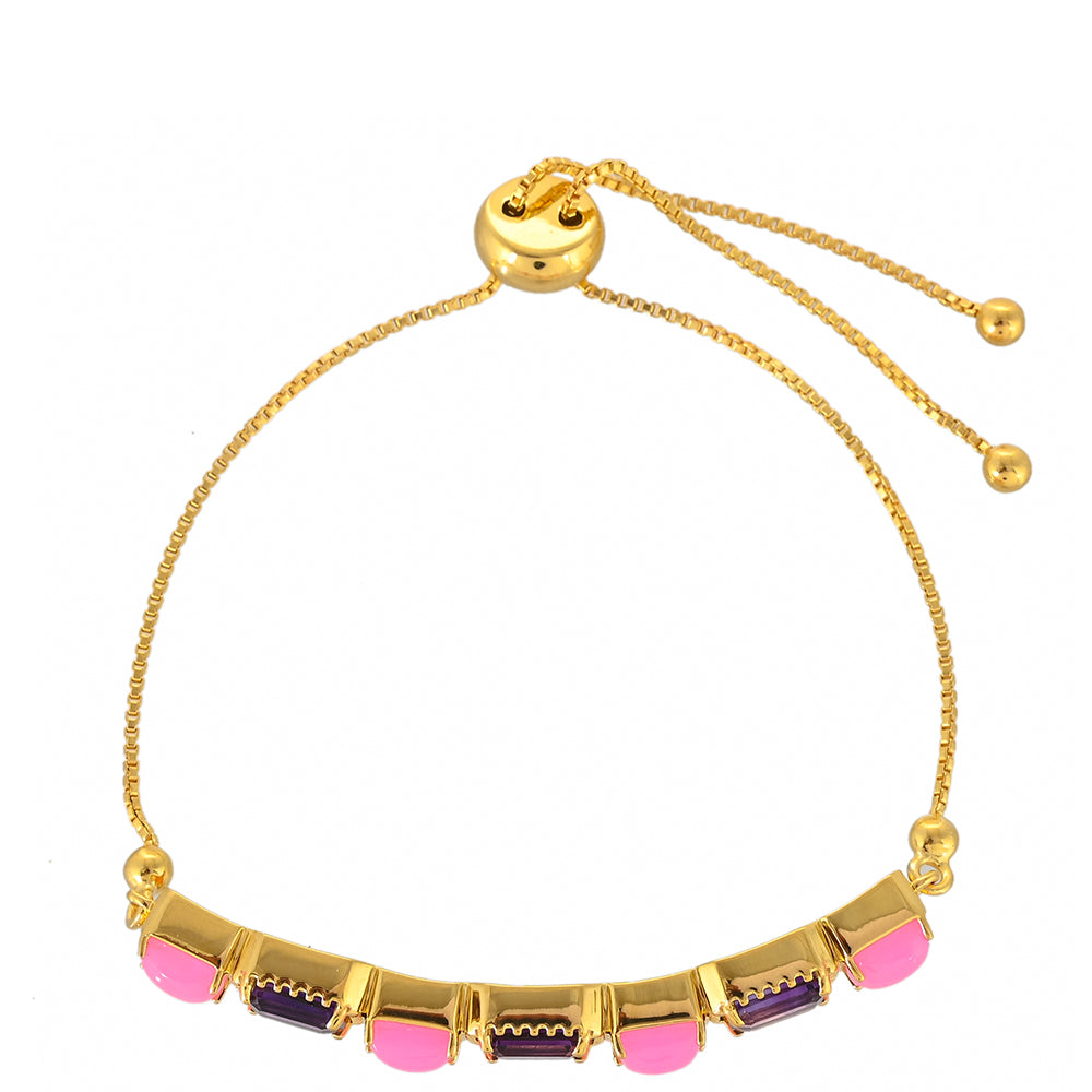 Pulsera de Plata Bañada en Oro con Amatista de Marruecos y Ópalo Rosa Neón de Etiopía 2 