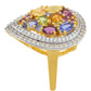 Anillo de Plata Bañada en Oro con Tanzanita y Granate Rodolita