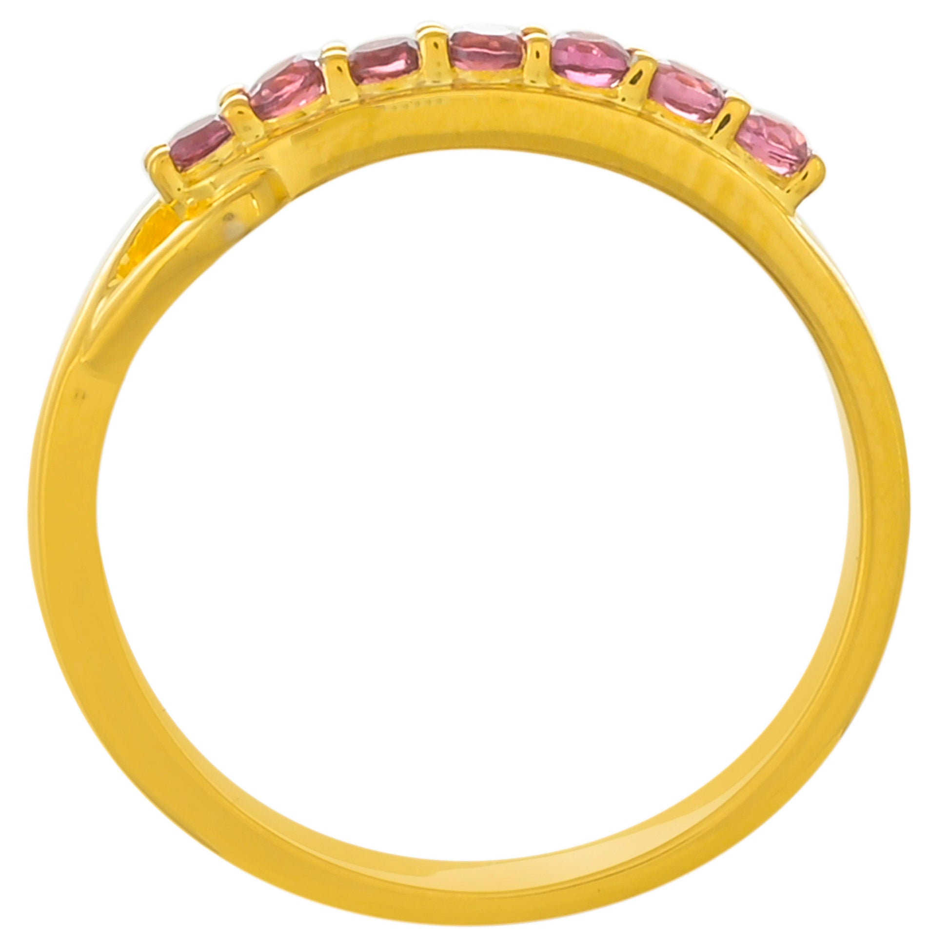 Anillo de Plata Bañada en Oro con Granate Rodolita 4 