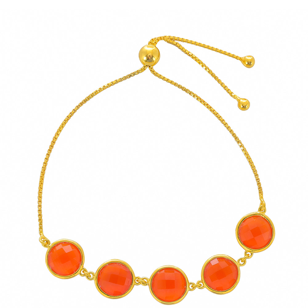 Pulsera de Plata Bañada en Oro con Cornalina 1 