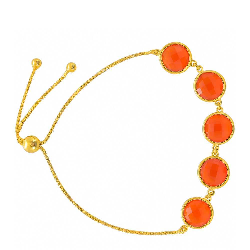 Pulsera de Plata Bañada en Oro con Cornalina 2 