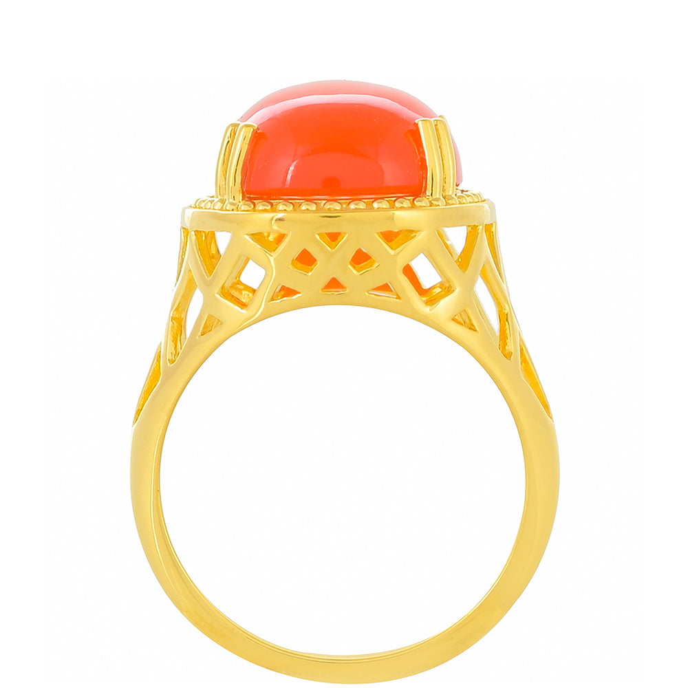 Anillo de Plata Bañada en Oro con Cornalina 4 