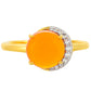 Anillo de Plata Bañada en Oro con Cornalina y Topacio Blanco