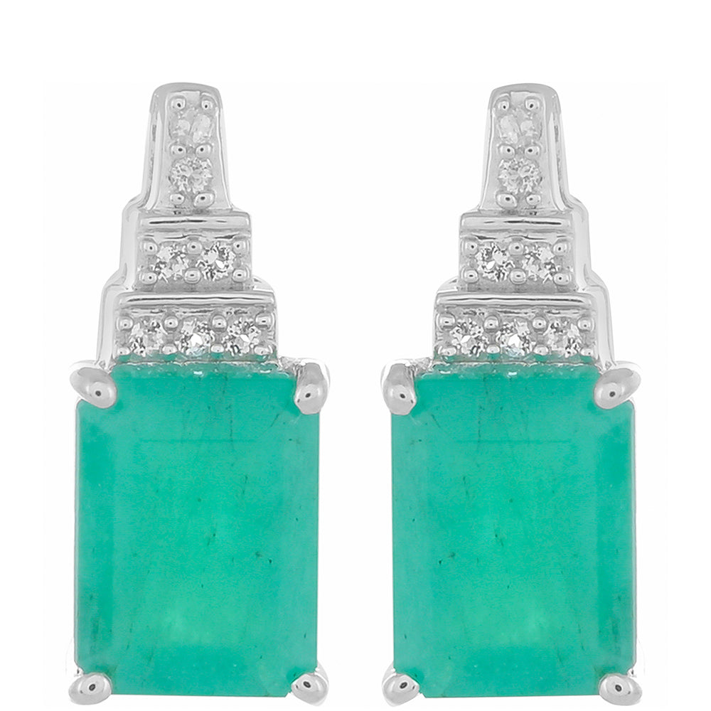 Pendientes de Plata con Esmeralda de Brasil y Topacio Blanco