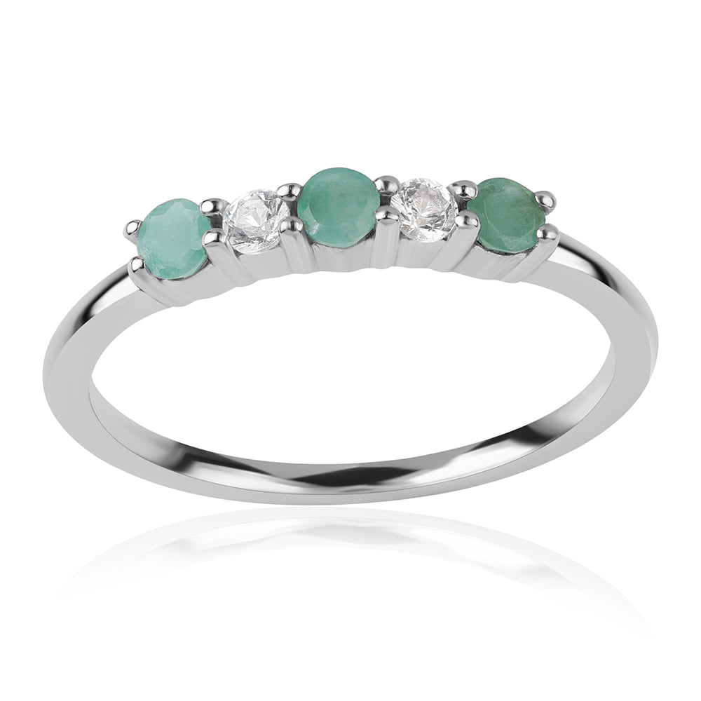 Anillo de Plata con Esmeralda de Brasil y Topacio Blanco 1 