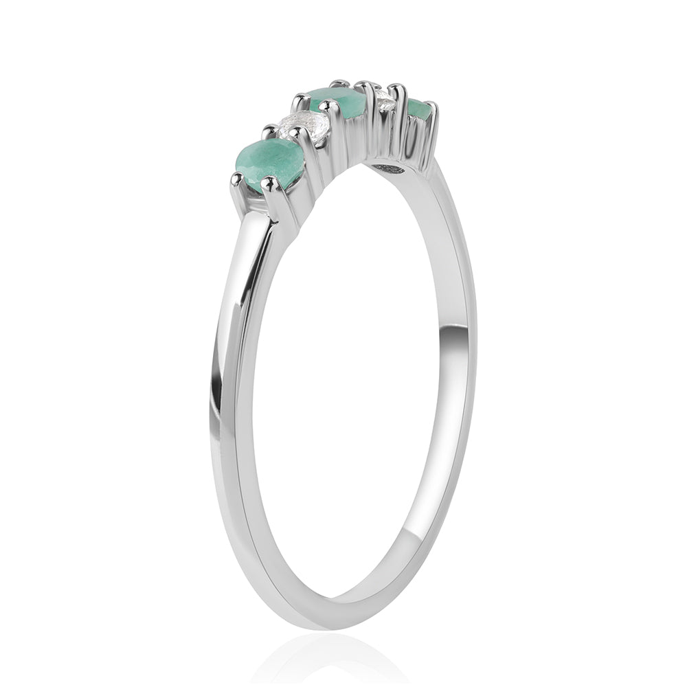 Anillo de Plata con Esmeralda de Brasil y Topacio Blanco 3 