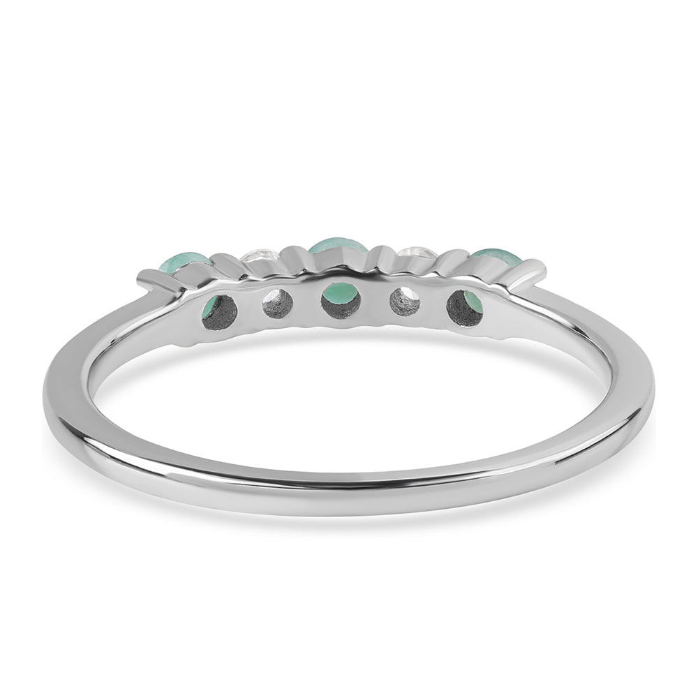 Anillo de Plata con Esmeralda de Brasil y Topacio Blanco 5 