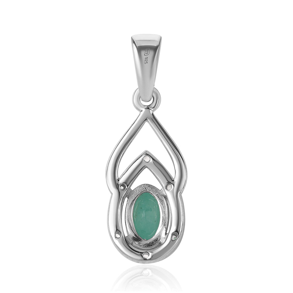 Colgante de Plata con Esmeralda de Brasil y Topacio Blanco 3 