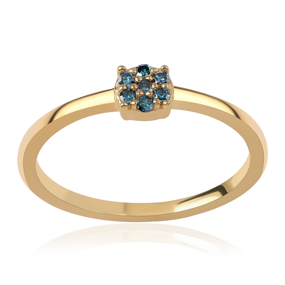Anillo de Plata Bañada en Oro con Diamante Azul 1 