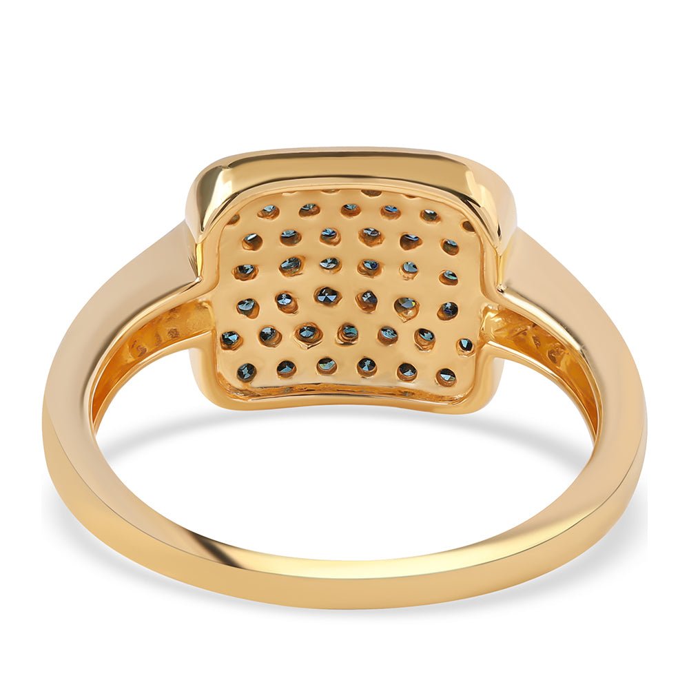 Anillo de Plata Bañada en Oro con Diamante Azul y Diamante blanco 3 