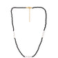 Collar de Plata Bañada en Oro con Espinela Negra y Perla blanca de agua dulce
