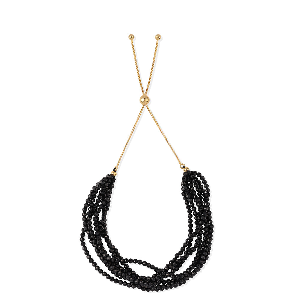 Pulsera de Plata Bañada en Oro con Espinela Negra 3 