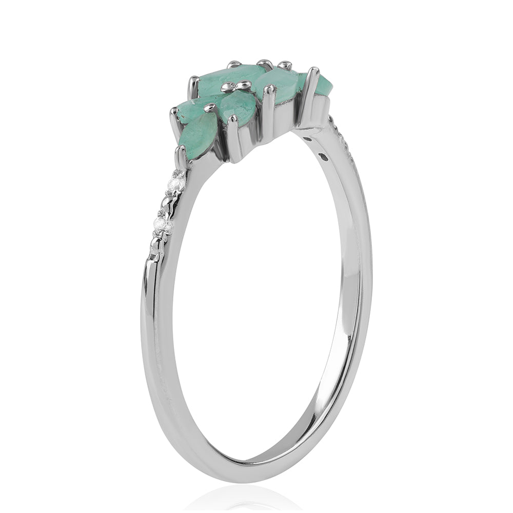 Anillo de Plata con Esmeralda de Brasil y Topacio Blanco 2 