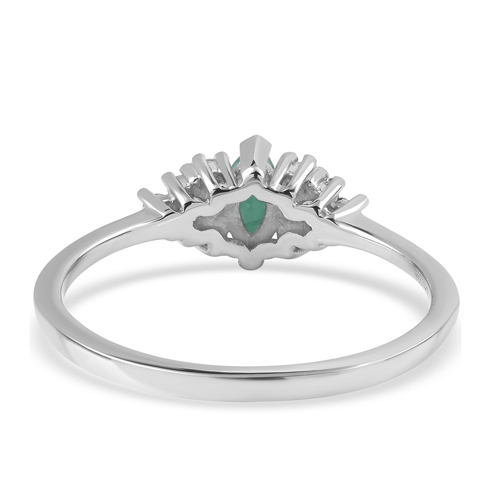 Anillo de Plata con Esmeralda de Brasil y Topacio Blanco 3 