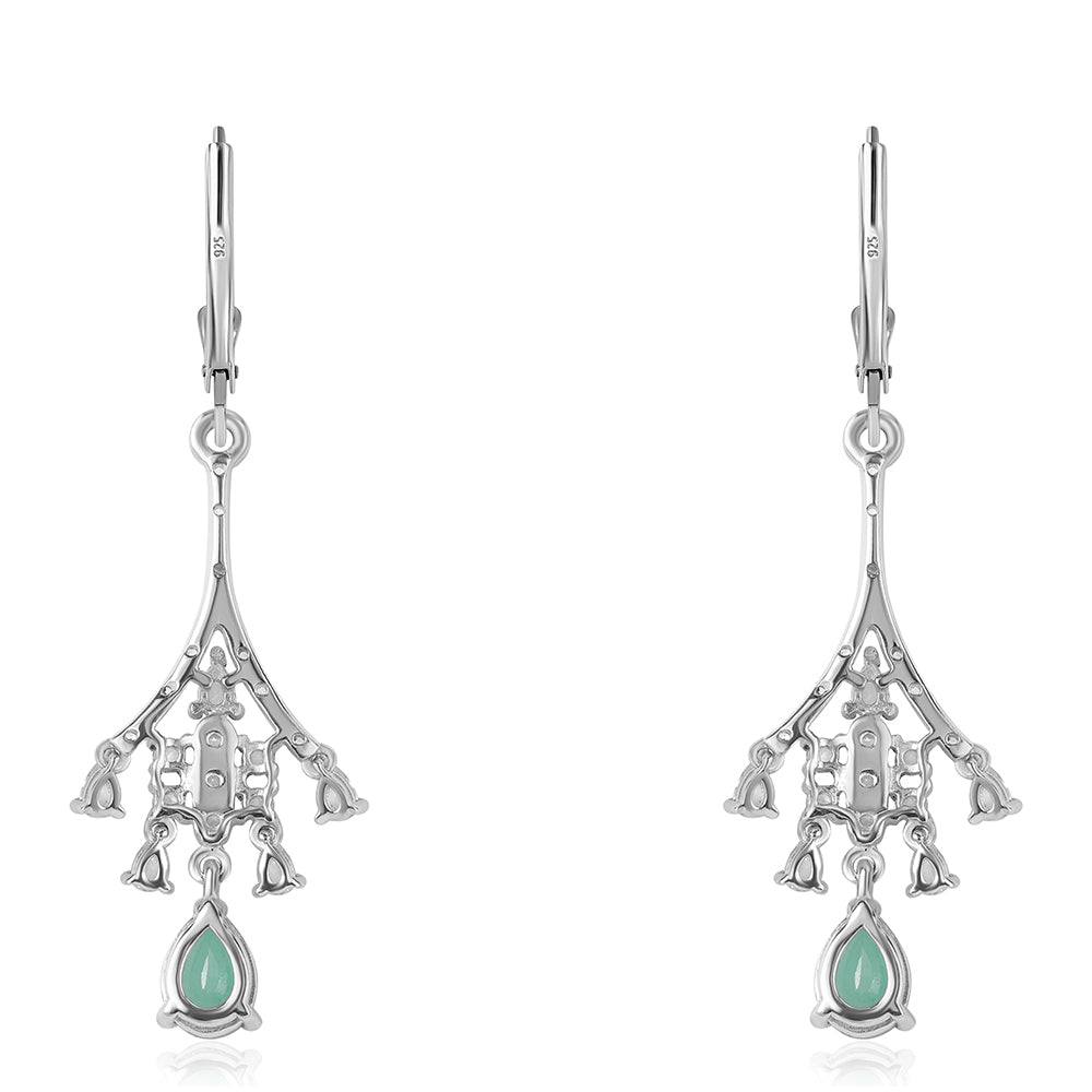 Pendientes de Plata con Esmeralda de Brasil y Topacio Blanco 3 