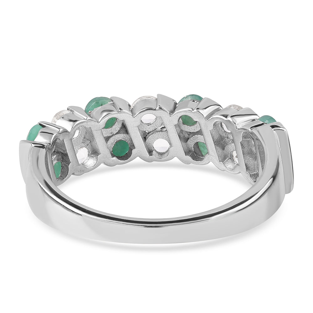 Anillo de Plata con Esmeralda de Brasil y Topacio Blanco 3 