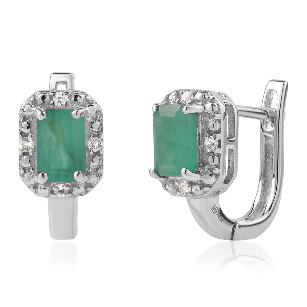 Pendientes de Plata con Esmeralda de Brasil y Topacio Blanco 2 