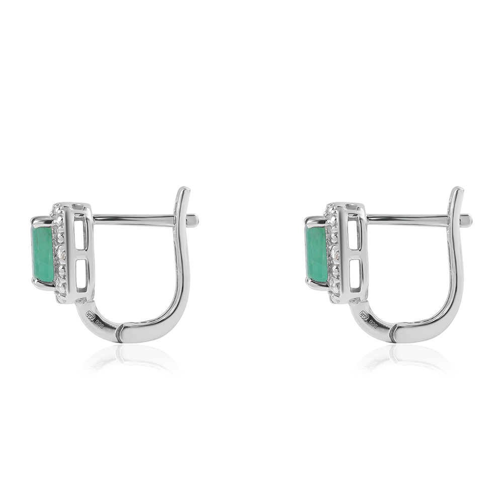 Pendientes de Plata con Esmeralda de Brasil y Topacio Blanco 3 