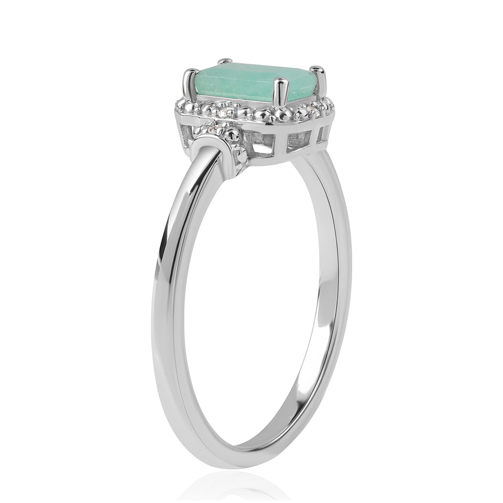 Anillo de Plata con Esmeralda de Brasil y Topacio Blanco 3 