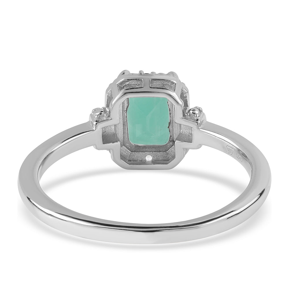 Anillo de Plata con Esmeralda de Brasil y Topacio Blanco