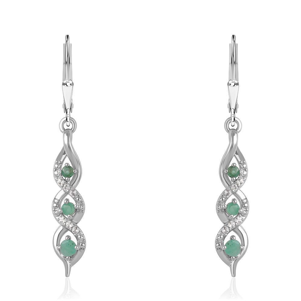 Pendientes de Plata con Esmeralda de Brasil y Topacio Blanco 1 