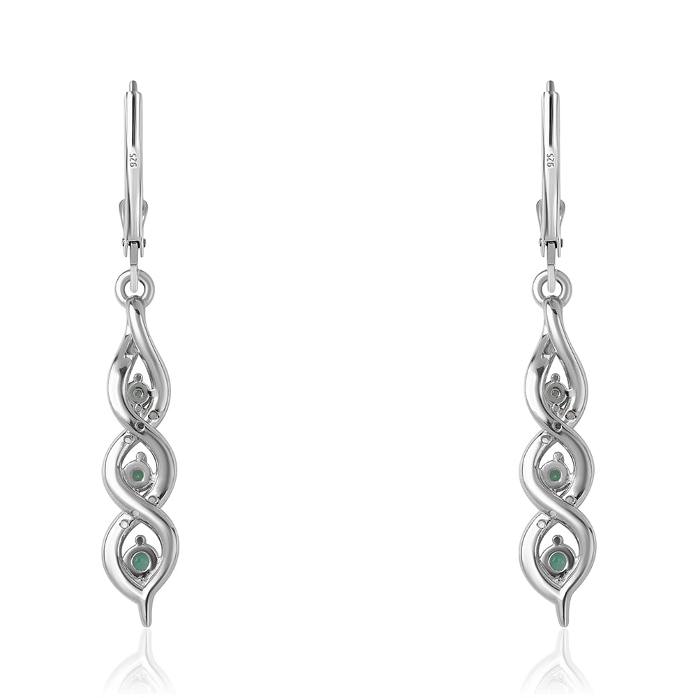 Pendientes de Plata con Esmeralda de Brasil y Topacio Blanco 3 