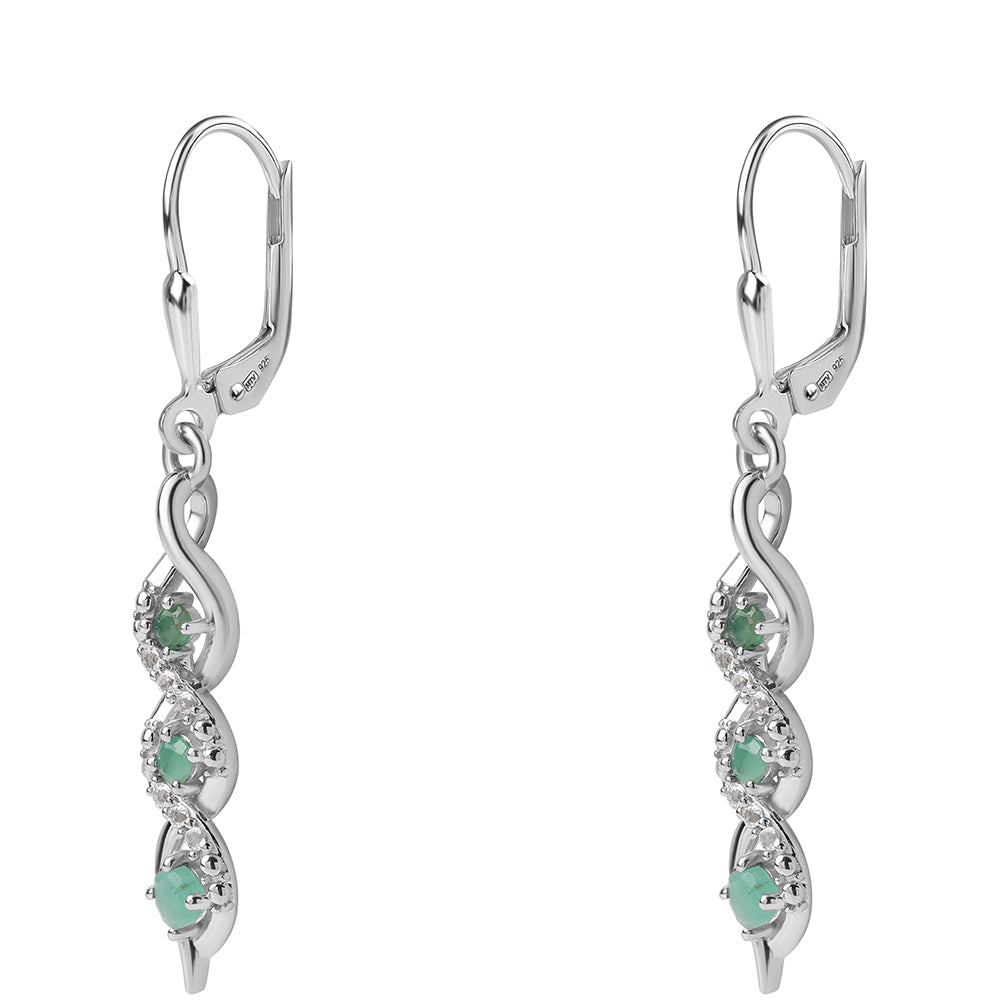 Pendientes de Plata con Esmeralda de Brasil y Topacio Blanco 4 