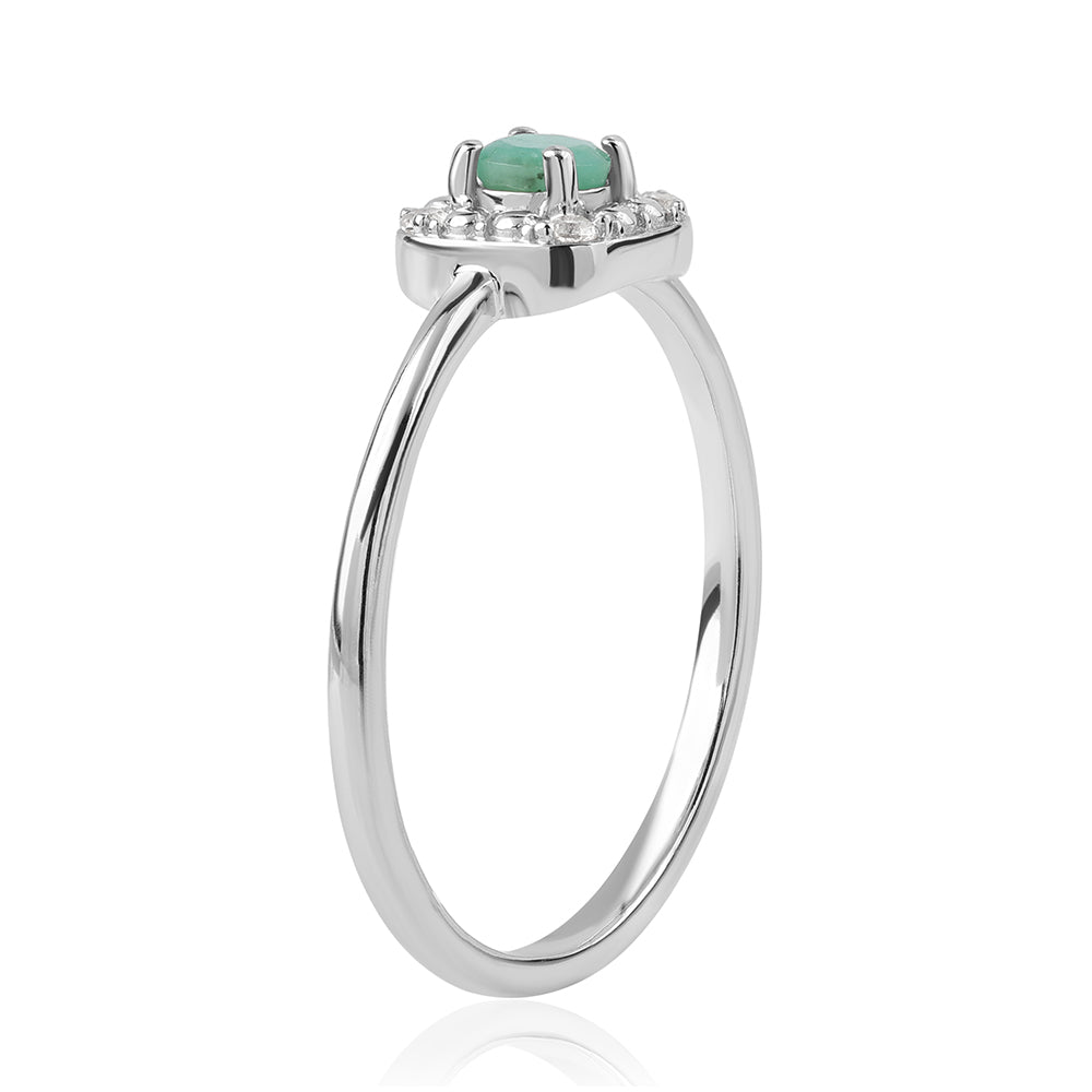 Conjunto de Plata con Esmeralda de Brasil y Topacio Blanco ( Pendientes +Anillo +Colgante ) 13 