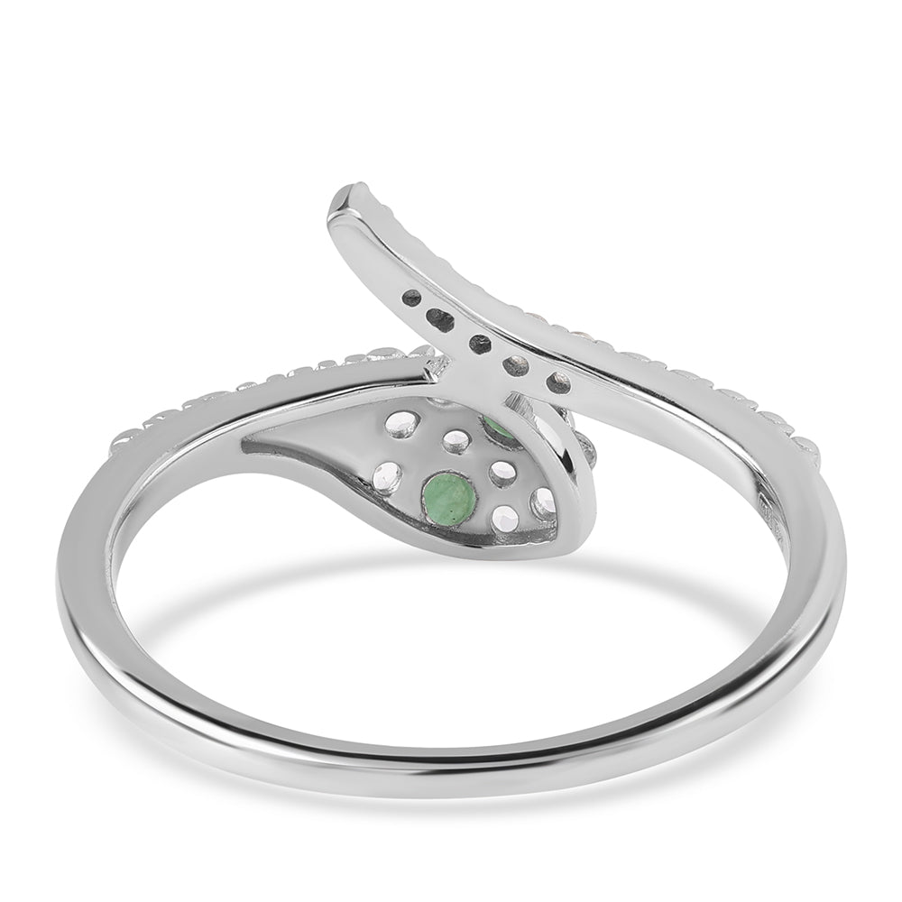 Anillo de Plata con Esmeralda de Brasil y Topacio Blanco