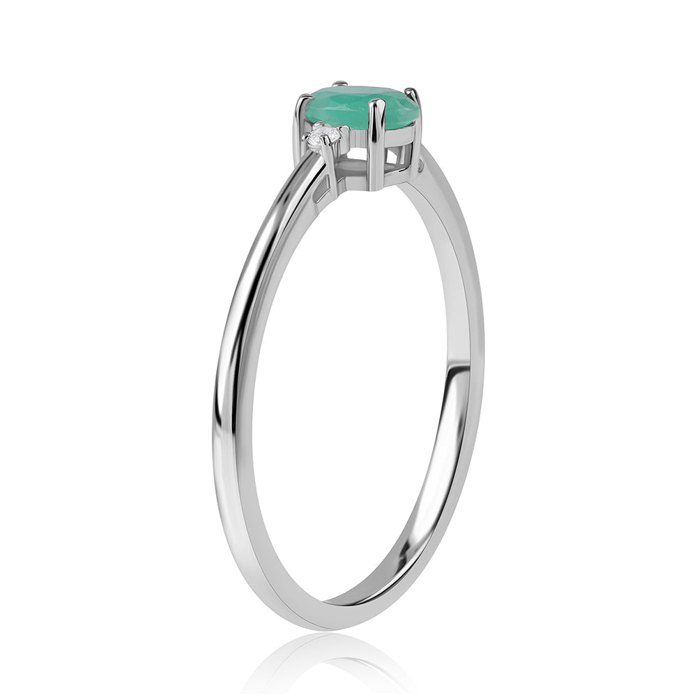 Anillo de Plata con Esmeralda de Brasil y Topacio Blanco