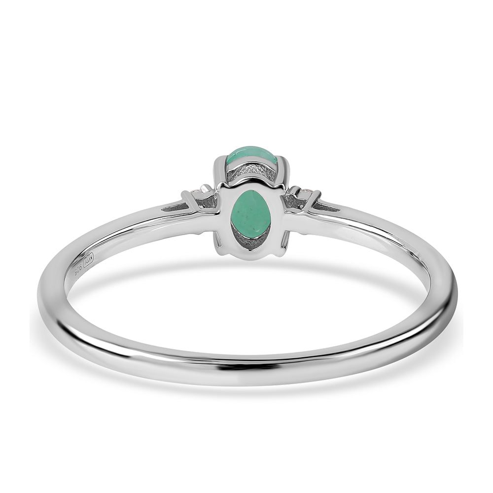 Anillo de Plata con Esmeralda de Brasil y Topacio Blanco