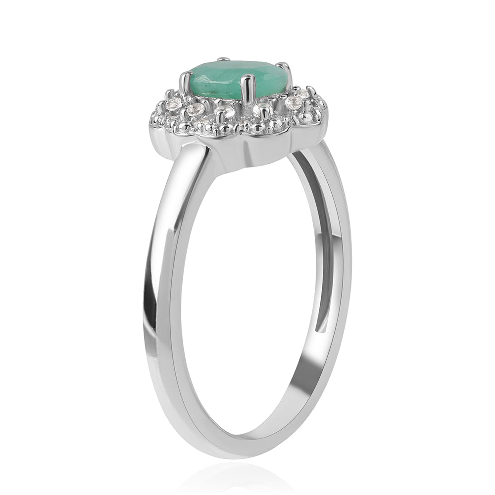 Anillo de Plata con Esmeralda de Brasil y Topacio Blanco 3 