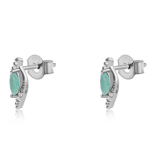 Pendientes de Plata con Esmeralda de Brasil y Topacio Blanco