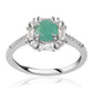 Anillo de Plata con Esmeralda de Brasil y Topacio Blanco