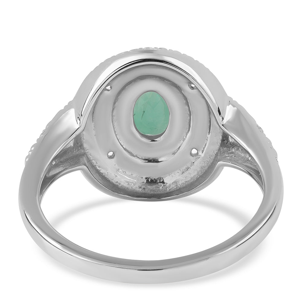 Anillo de Plata con Esmeralda de Brasil y Topacio Blanco 3 