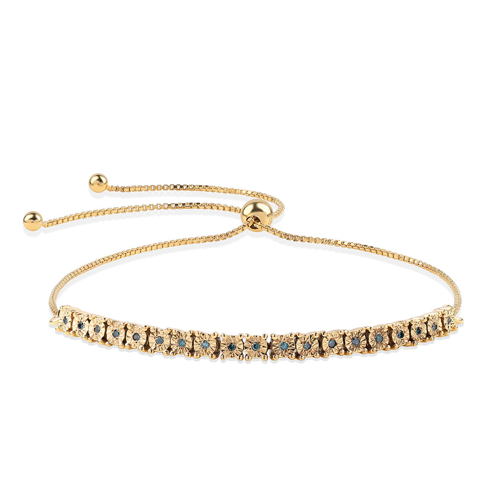 Pulsera de Plata Bañada en Oro con Diamante Azul 1 