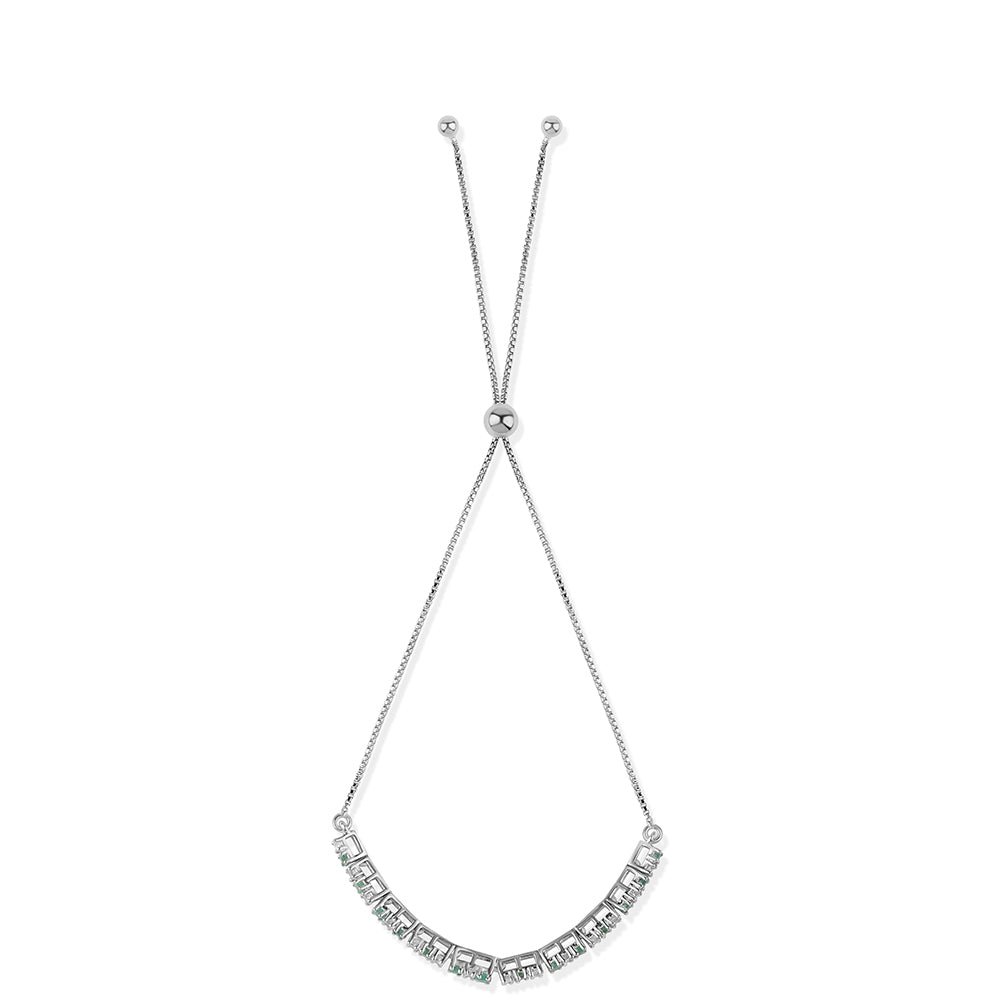 Pulsera de Plata con Esmeralda de Brasil y Topacio Blanco 2 