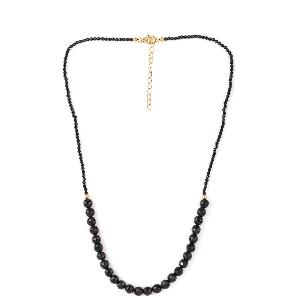 Collar de Plata Bañada en Oro con Espinela Negra