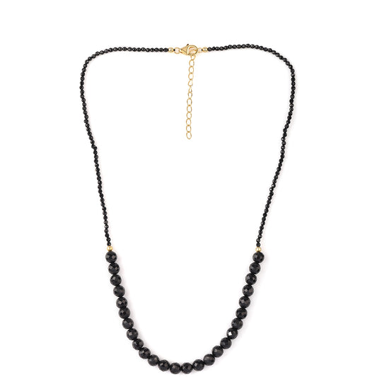 Collar de Plata Bañada en Oro con Espinela Negra