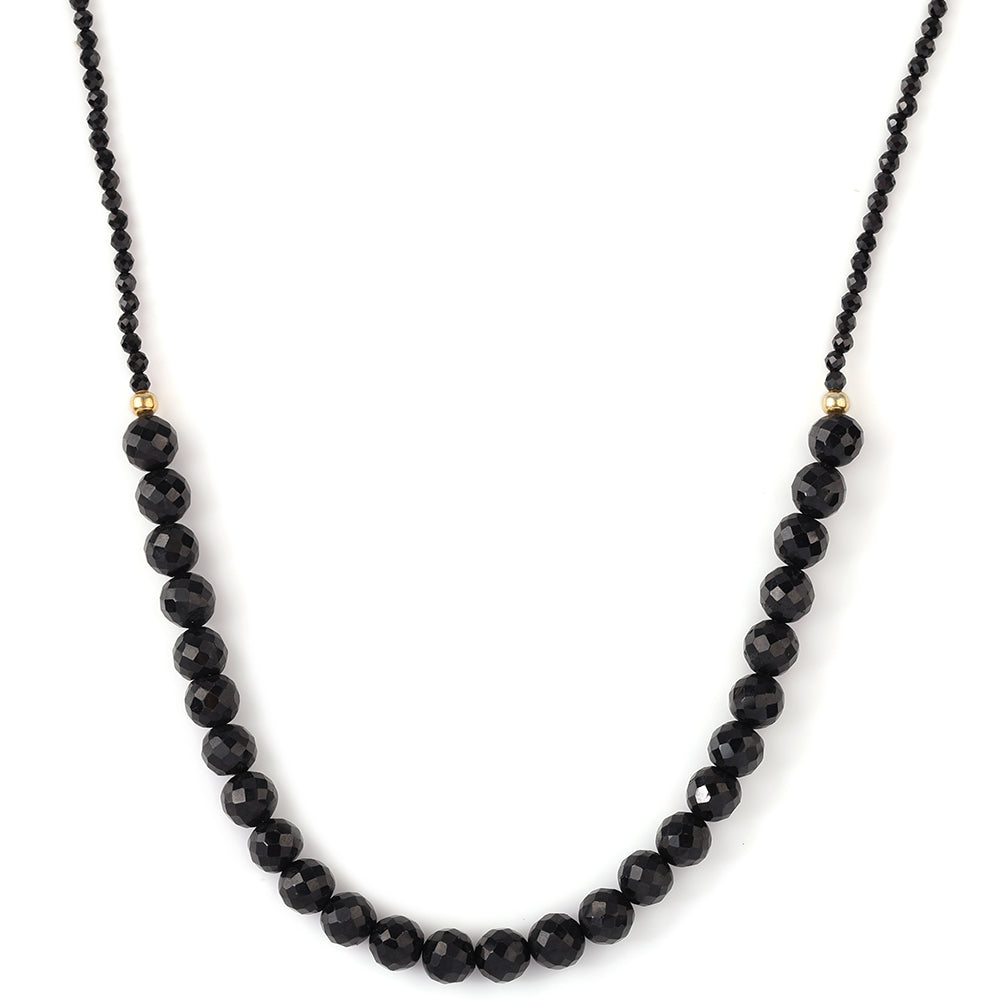 Collar de Plata Bañada en Oro con Espinela Negra