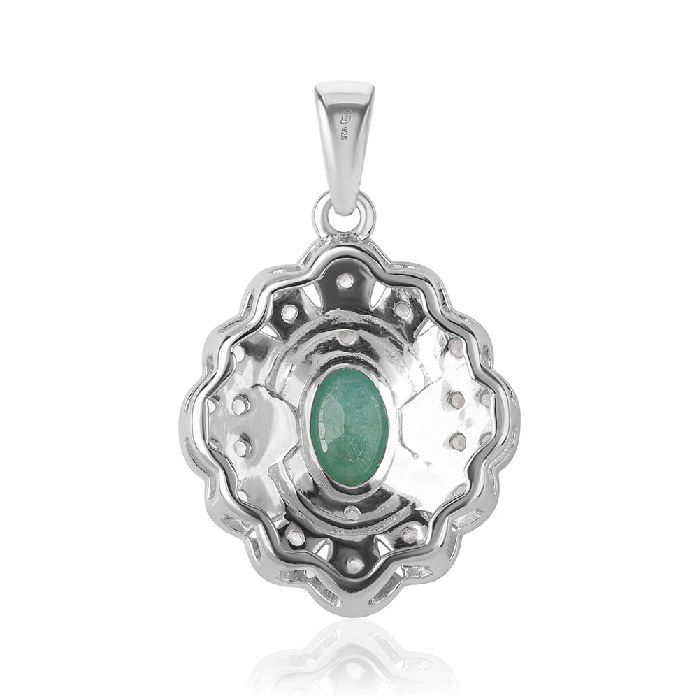 Colgante de Plata con Esmeralda de Brasil y Topacio Blanco 3 