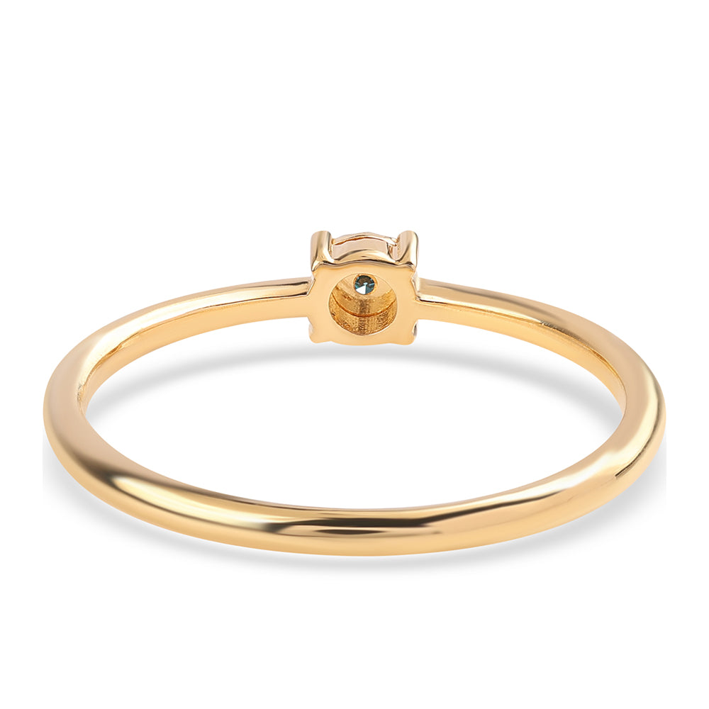 Anillo de Plata Bañada en Oro con Diamante Azul 3 