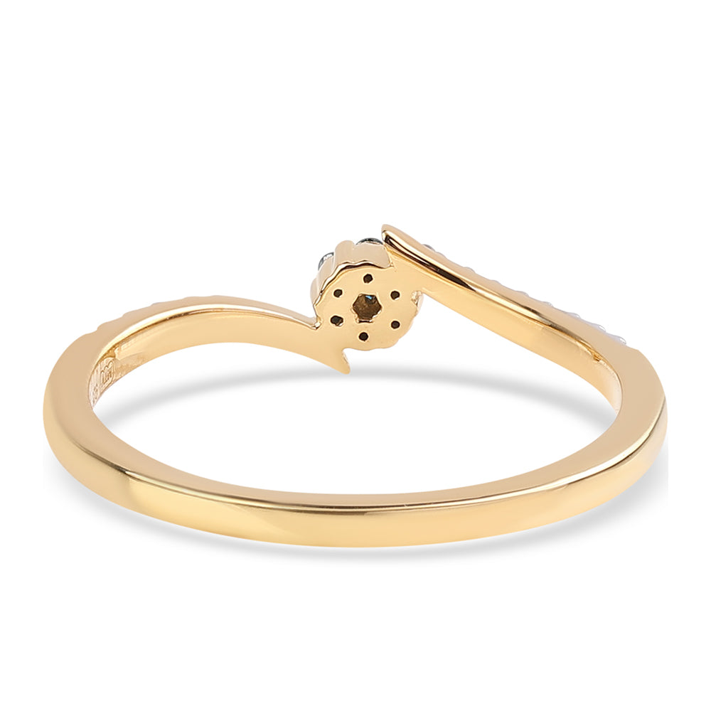 Anillo de Plata Bañada en Oro con Diamante Azul y Diamante blanco 3 