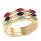 Conjunto de Plata Bañada en Oro con Rubí de Tailandia y Esmeralda de Brasil ( Anillo )