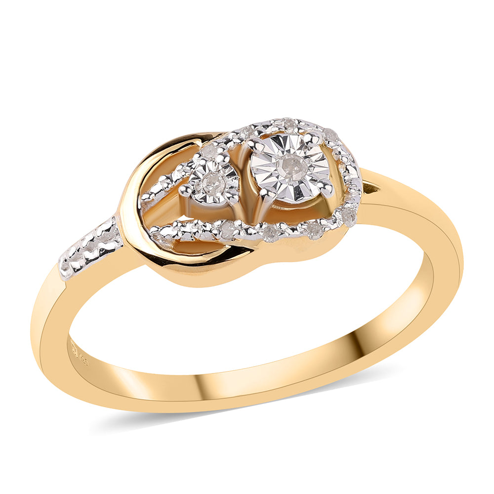 Anillo de Plata Bañada en Oro con Diamante blanco 4 