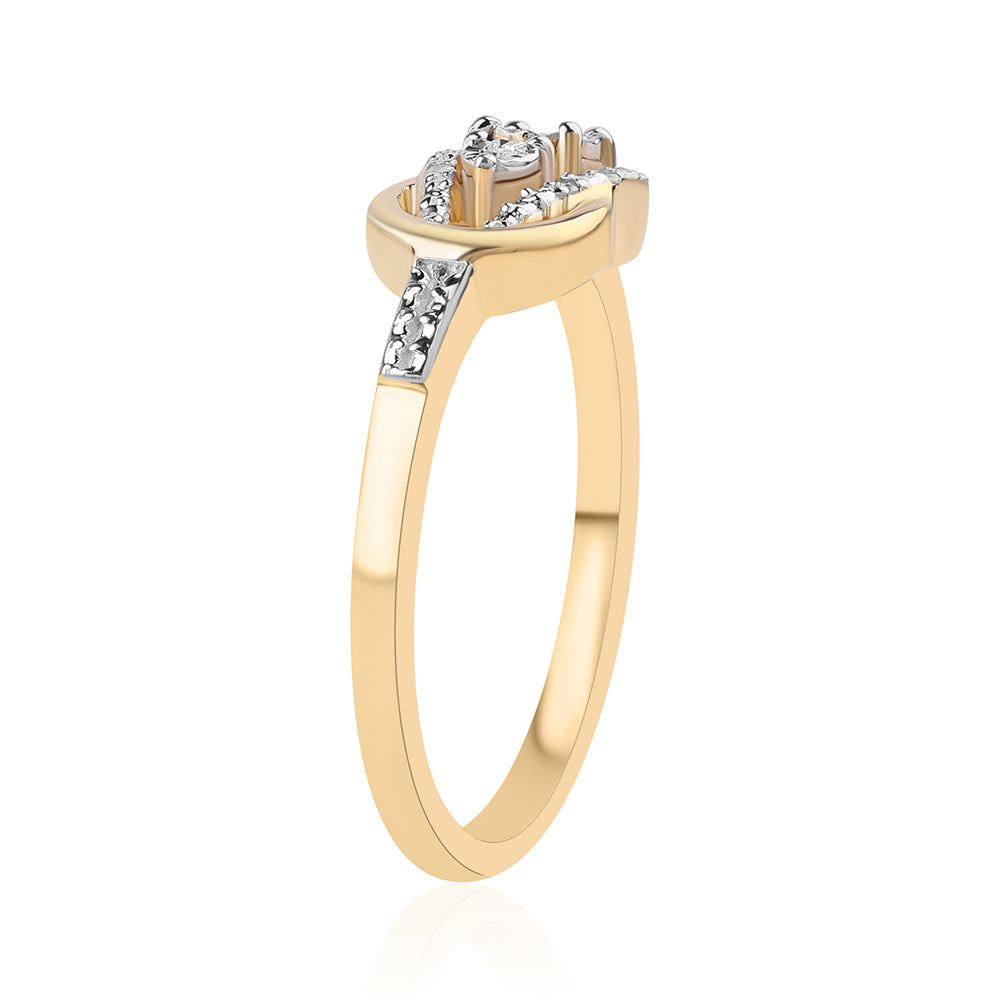 Anillo de Plata Bañada en Oro con Diamante blanco 2 