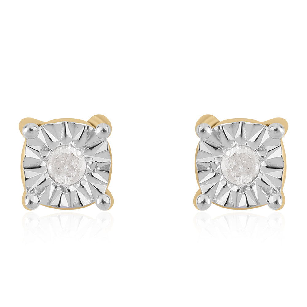 Pendientes de Plata Bañada en Oro con Diamante blanco 1 
