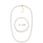 Conjunto de Plata Bañada en Oro con Perla blanca de agua dulce ( Collar +Pendientes +Pulsera )